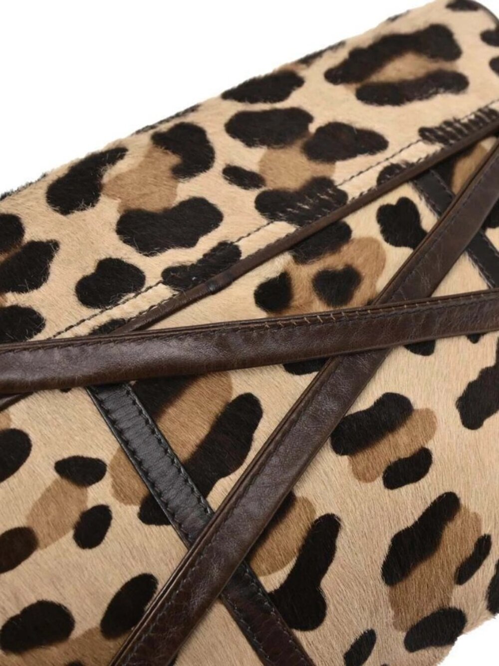 Celine Brown Pony Hair Leopard Print Shoulder Bag M05 166831 - Picture 12 of 15